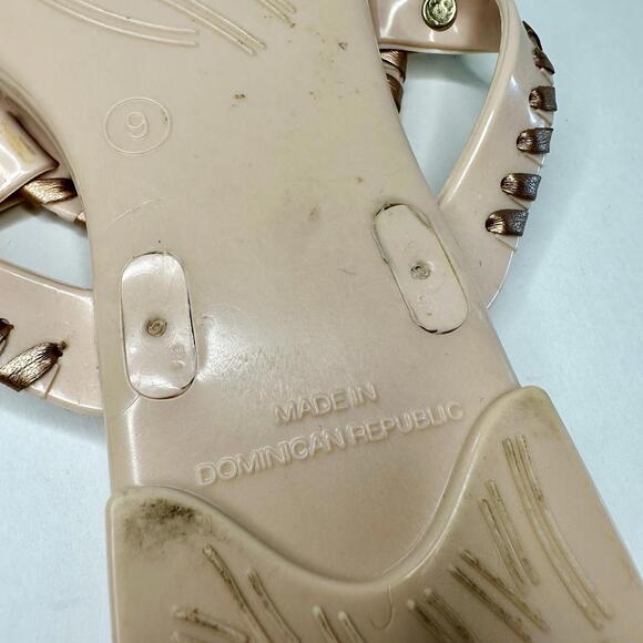 Jack Rogers Georgica Blush Pink Jelly Thong Sandals Size 9 Gold Leather MSRP $60 - Picture 5 of 8